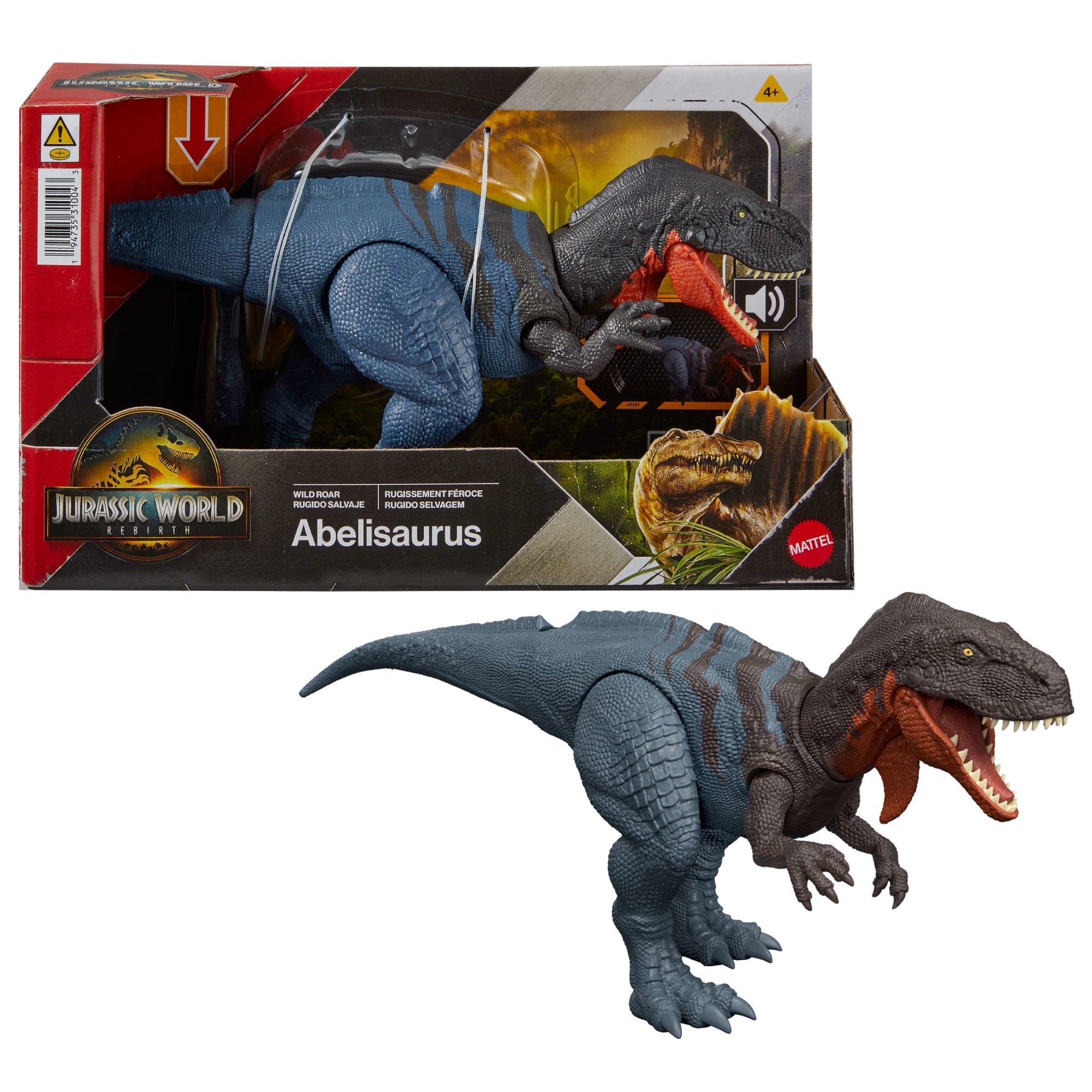 Jurassic World Dinossauro de Brinquedo Rebirth Rugido Selvagem Abelisaurus