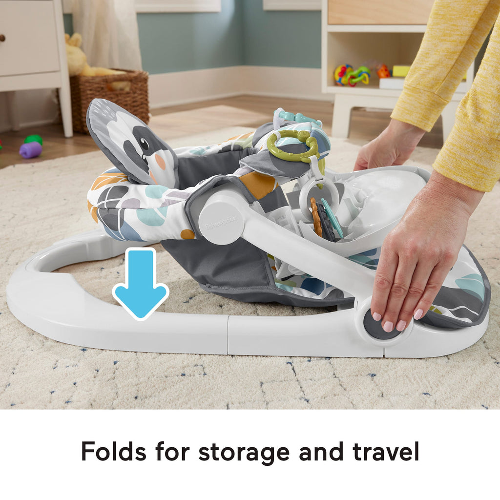 Fisher-Price Sit-Me-Up Floor Seat With Tray, Portable Baby Chair With Toys, Cute Sloth