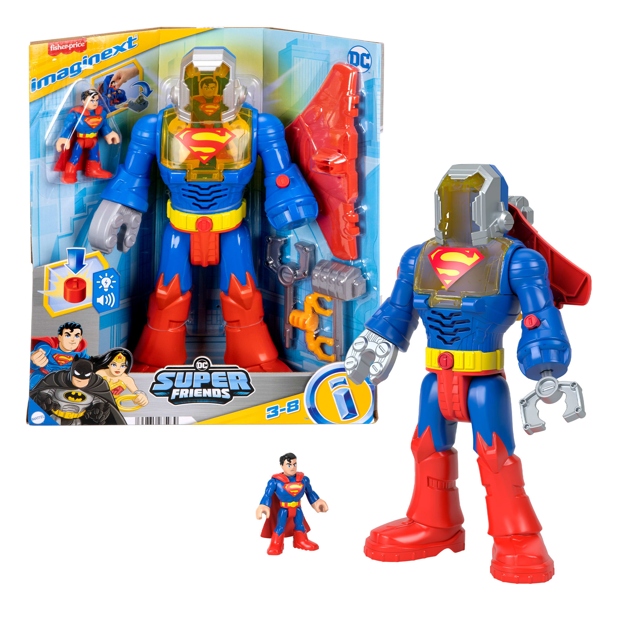 Imaginext DC Super Friends Superman Insider & Exo Suit Robot With Lights & Sounds, 6 Pieces