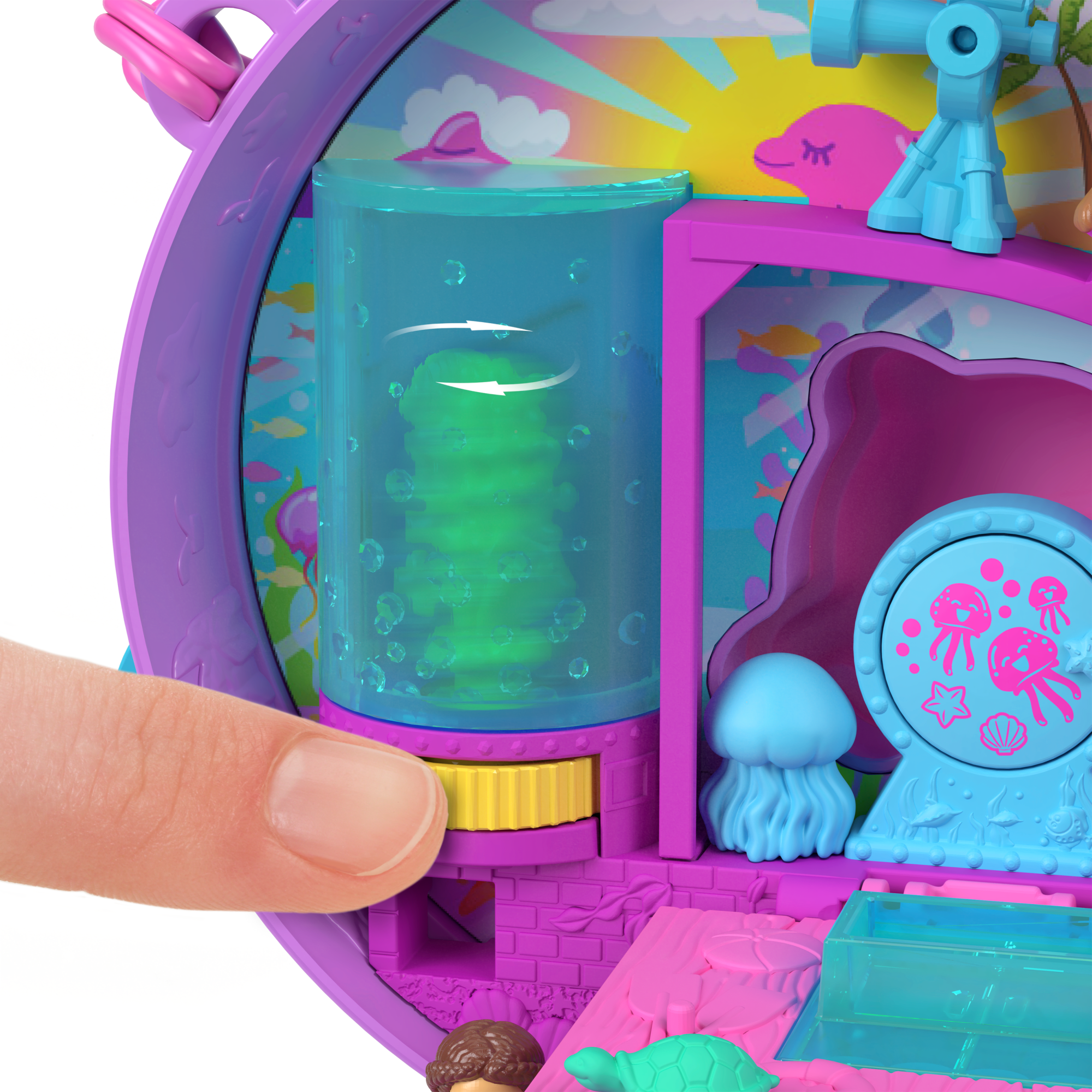 Polly Pocket Dolphin Rescue & Play Compact With 2 Micro Dolls And Sea Pets, Animal Toy With Ocean Accessories