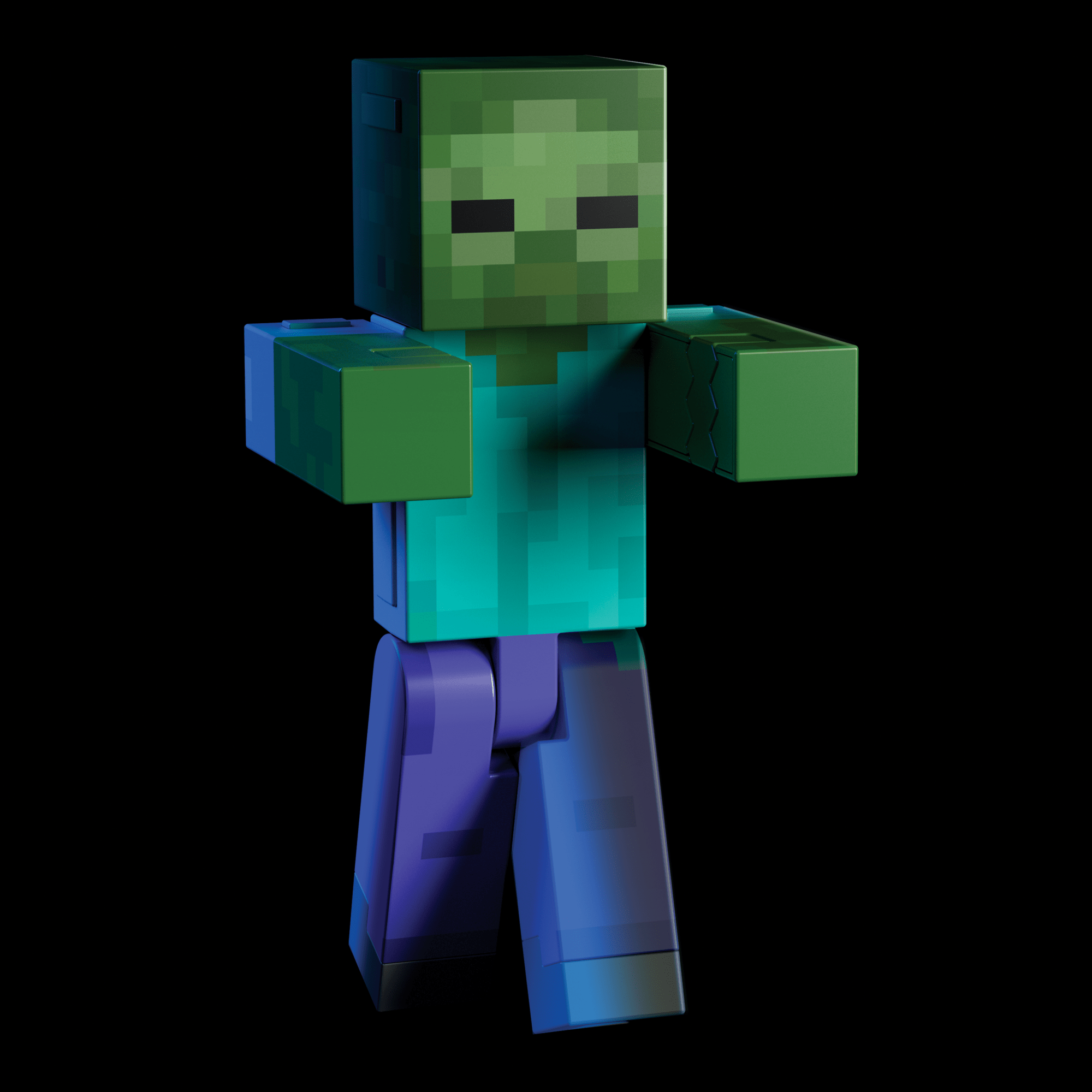 Minecraft Diamond Level Zombie Action Figure, 4 Accessories, 5.5-in Collector Scale