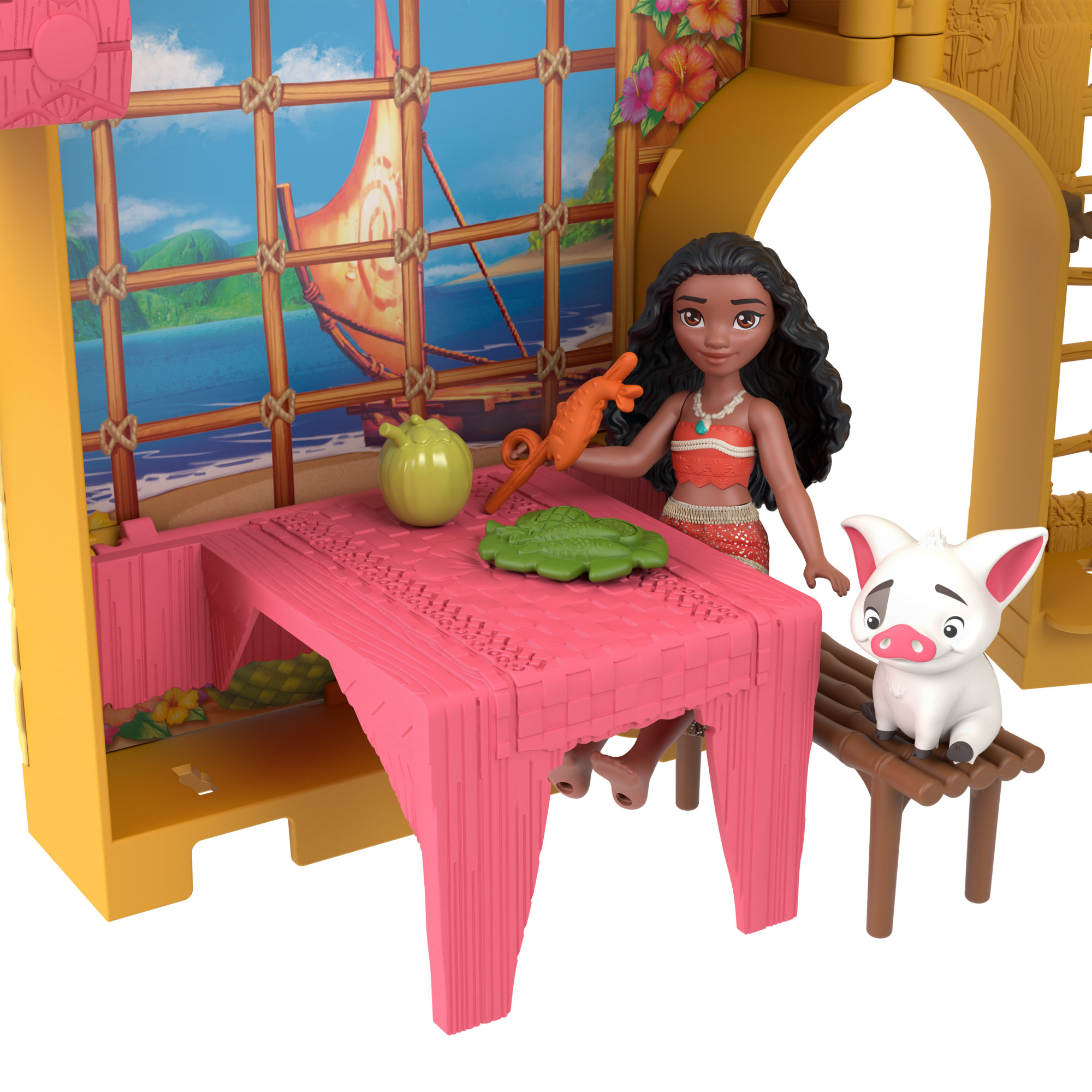 Disney Princess Moana Storytime Stackers Doll House With Small Doll, Animal Friend & 9 Accessories