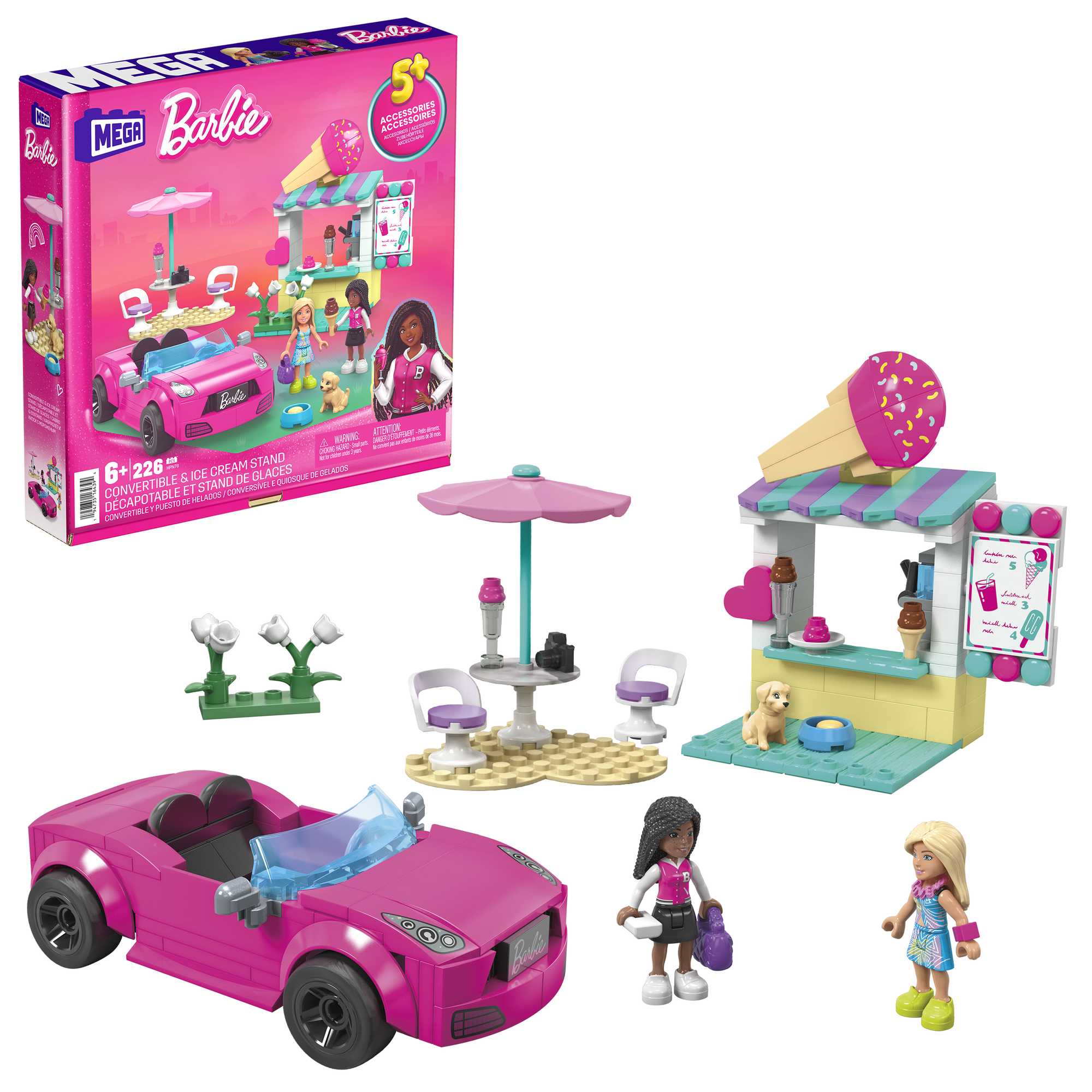 Mega-Barbie-Décapotable et Stand de Glaces-Coffret 225 Pièces