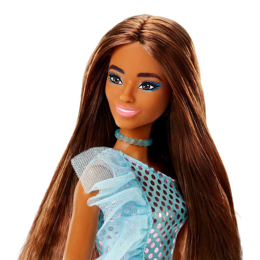 Barbie Fashion & Beauty Boneca Glitz Vestido de Noite Azul