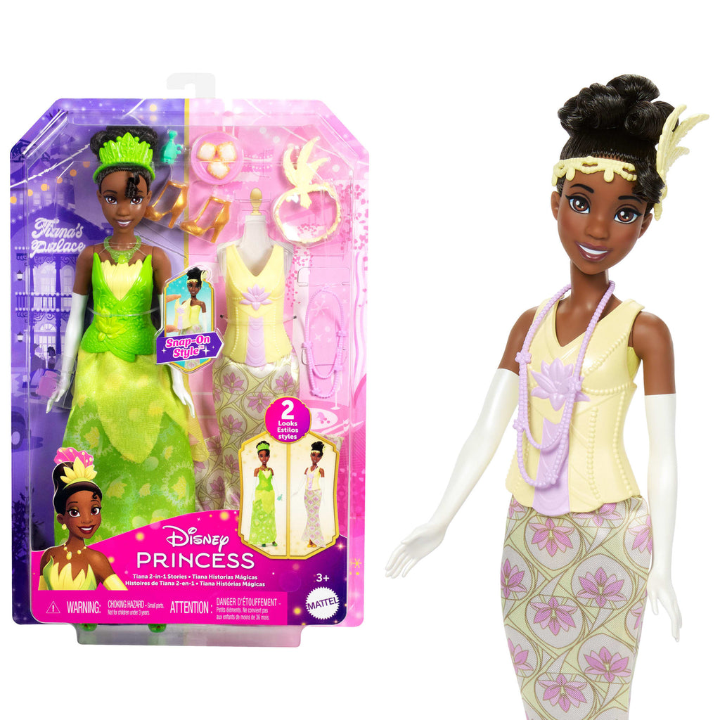 Disney Princess 2-in-1 Stories Tiana Fashion Doll With 2 Snap-On Bodices, 2 Skirts & 9 Accessories