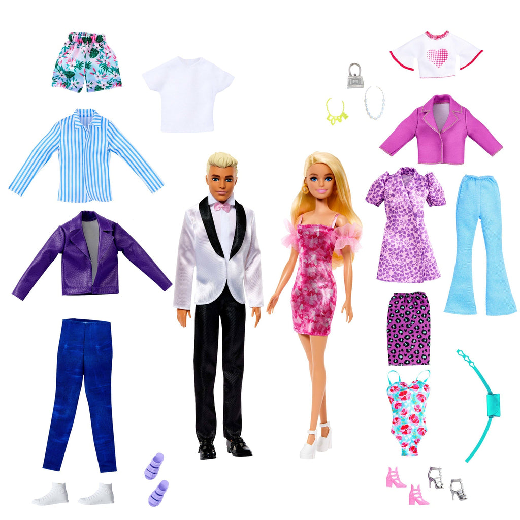 Barbie Doll And Ken Doll Fashion Set With Clothes And Accessories