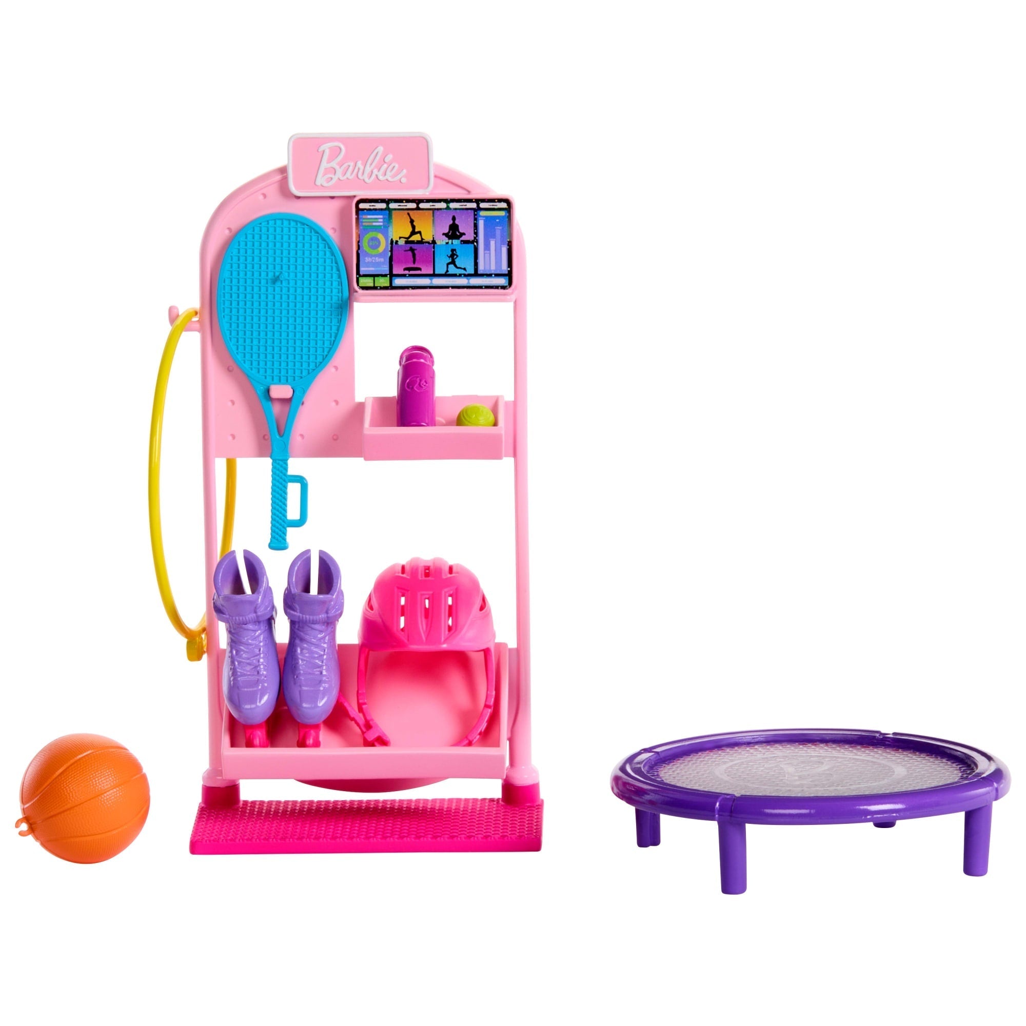 Barbie World  Coffret de Jeu  Support D’Équipements de Sport, 9Acc.