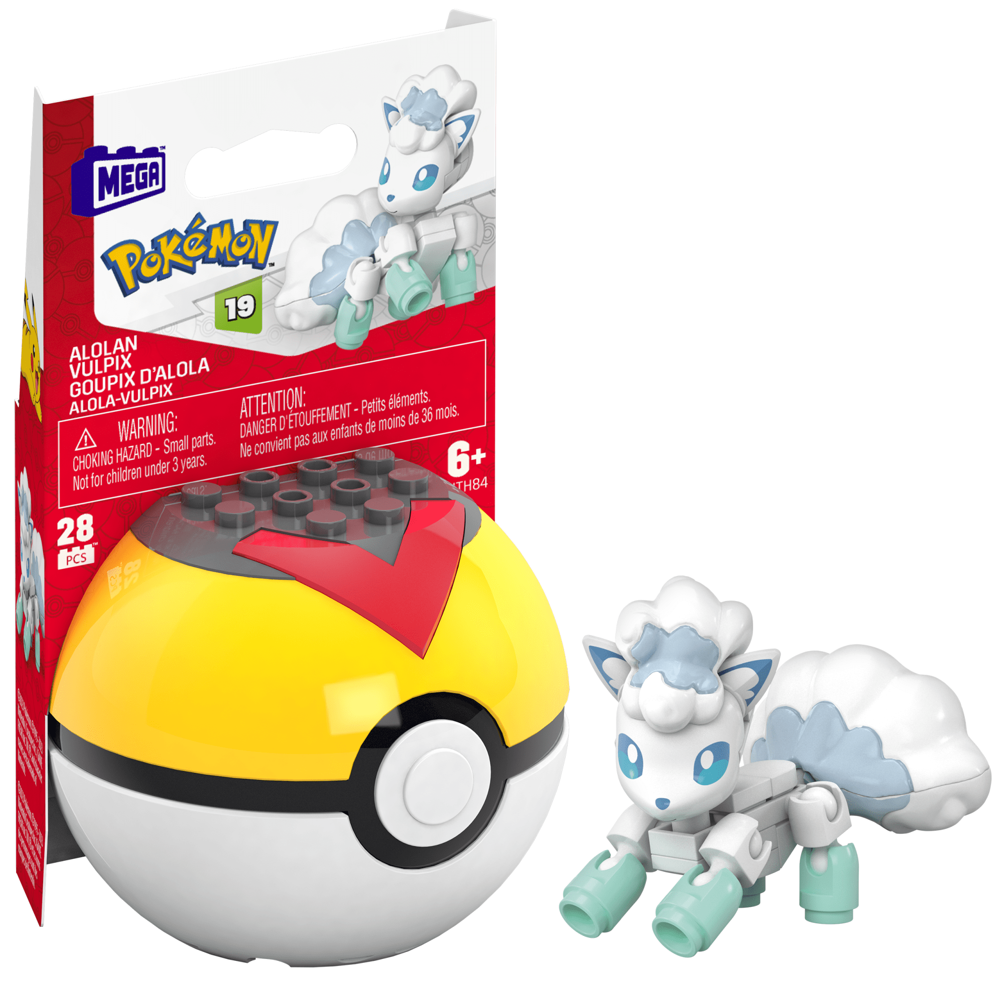 MEGA Pokémon Alolan Vulpix Building Toy Kit, Poseable Action Figure (28 Pieces) For Kids