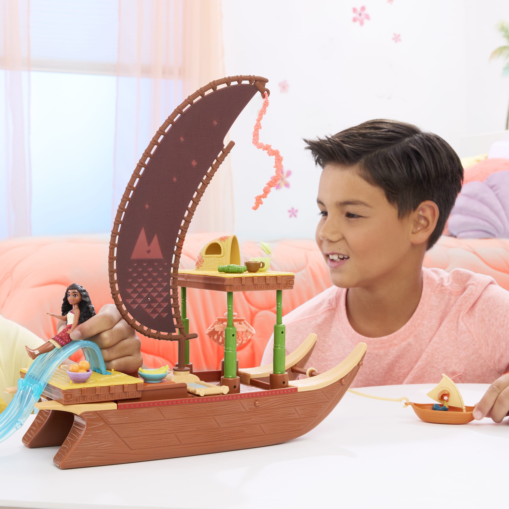 Moana 2 Conjunto de Brinquedo Barco de Aventuras com Mini Boneca e Acessórios