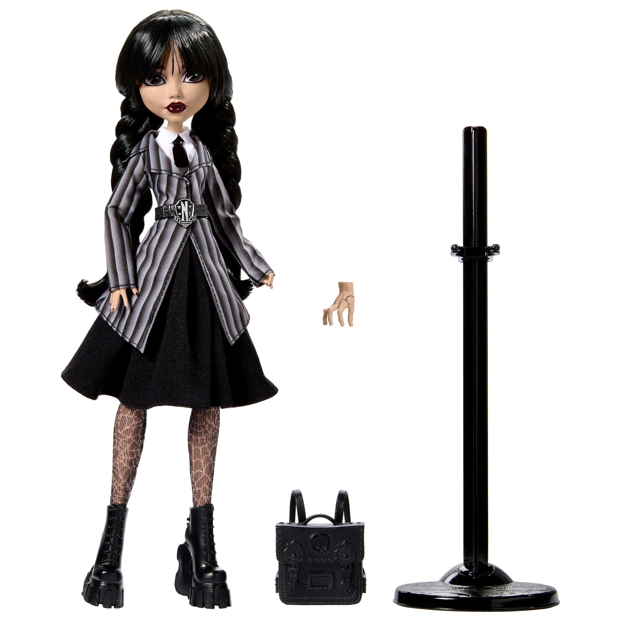 Monster High Wednesday Collectible Doll, Wednesday Addams in Nevermore Academy Uniform With Thing