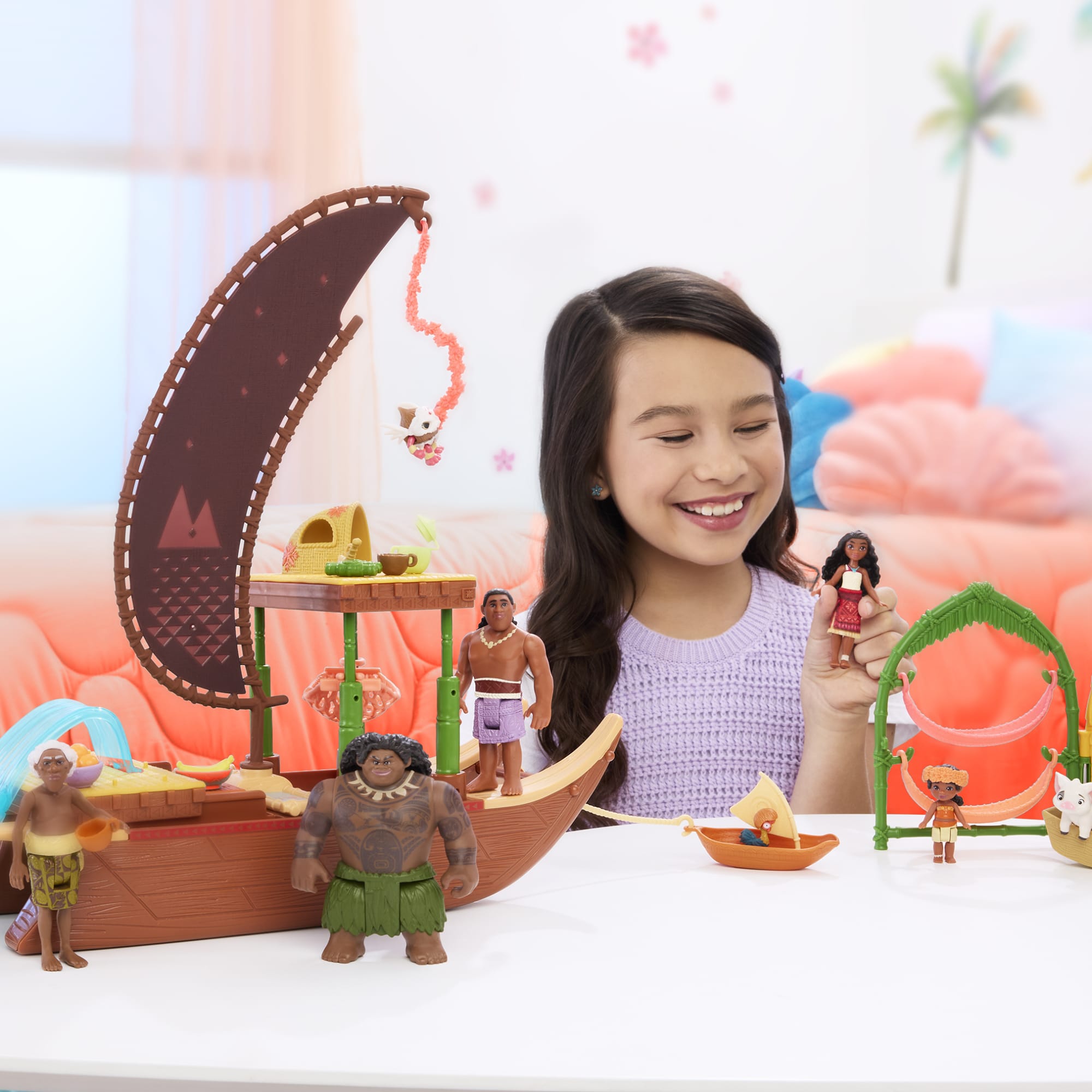Disney Moana 2 Coffret de Jeu Équipage du Canoë de Moana