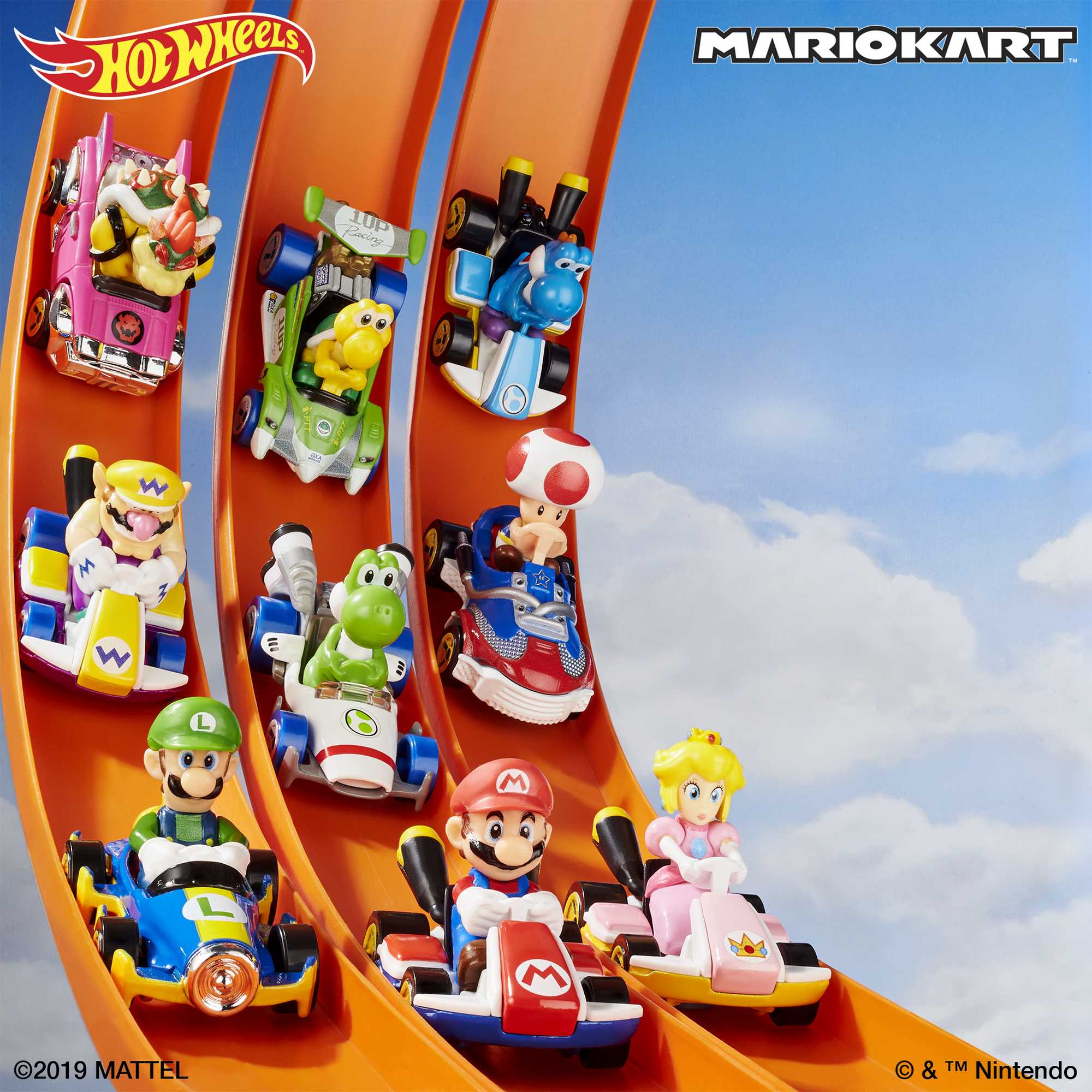 Hot Wheels Mario Kart Vehículo de Juguete Yoshi Azul Claro Estándar Kart