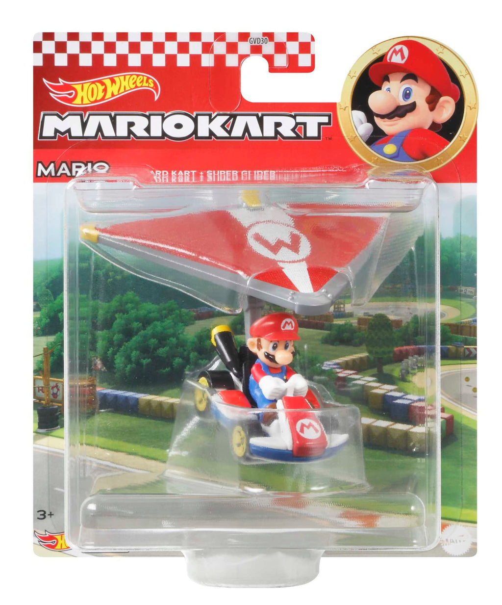 Hot Wheels Mario Kart Vehículo de Juguete Mario Estándar Kart con Super Glider