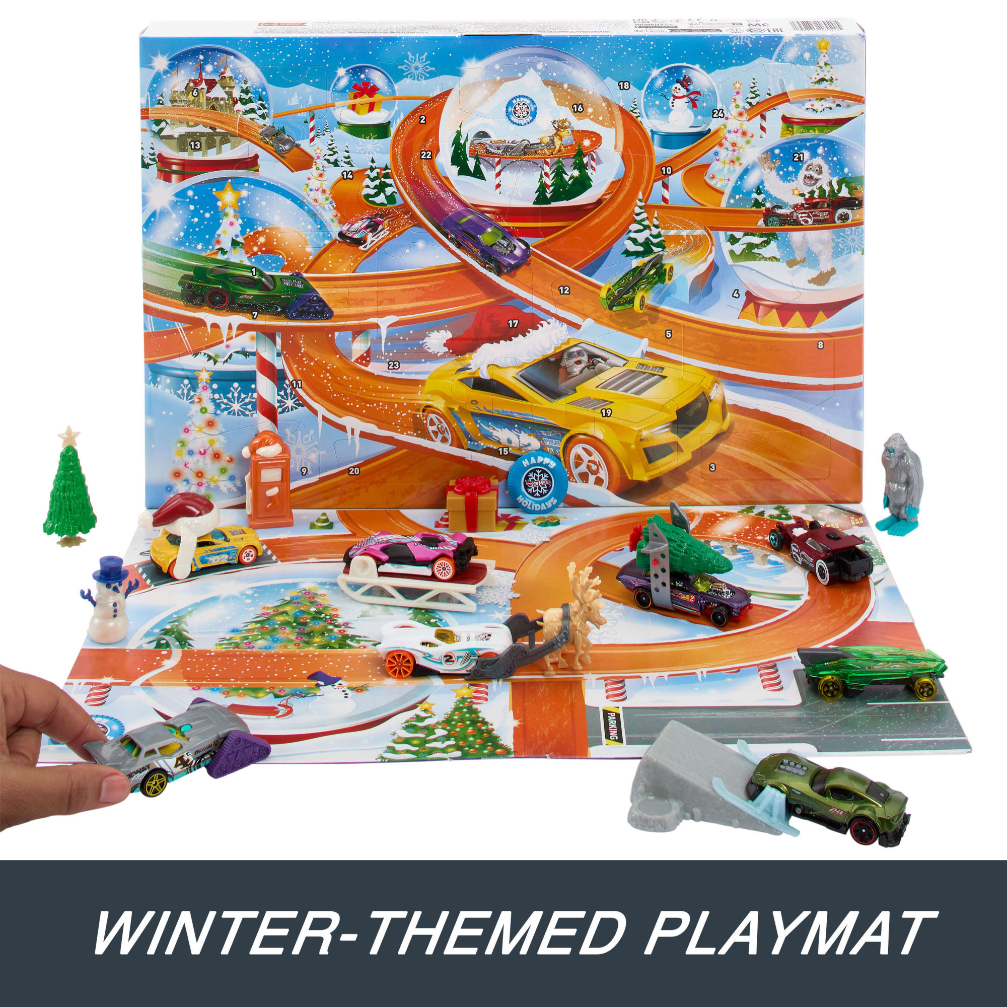 Hot Wheels Advent Calendar 2024, 8 Hot Wheels Toy Cars And 16 Accessories (24 Total Components)