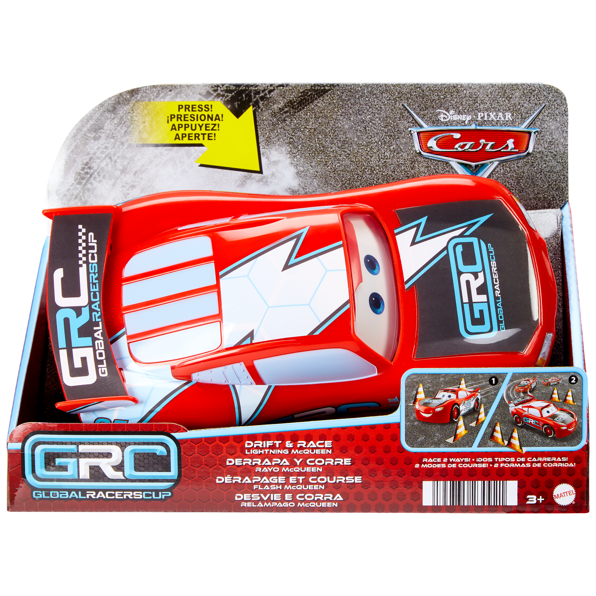 Disney And Pixar Cars Global Racers Cup Drift & Race Lightning Mcqueen Toy Vehicle With 2 Modes