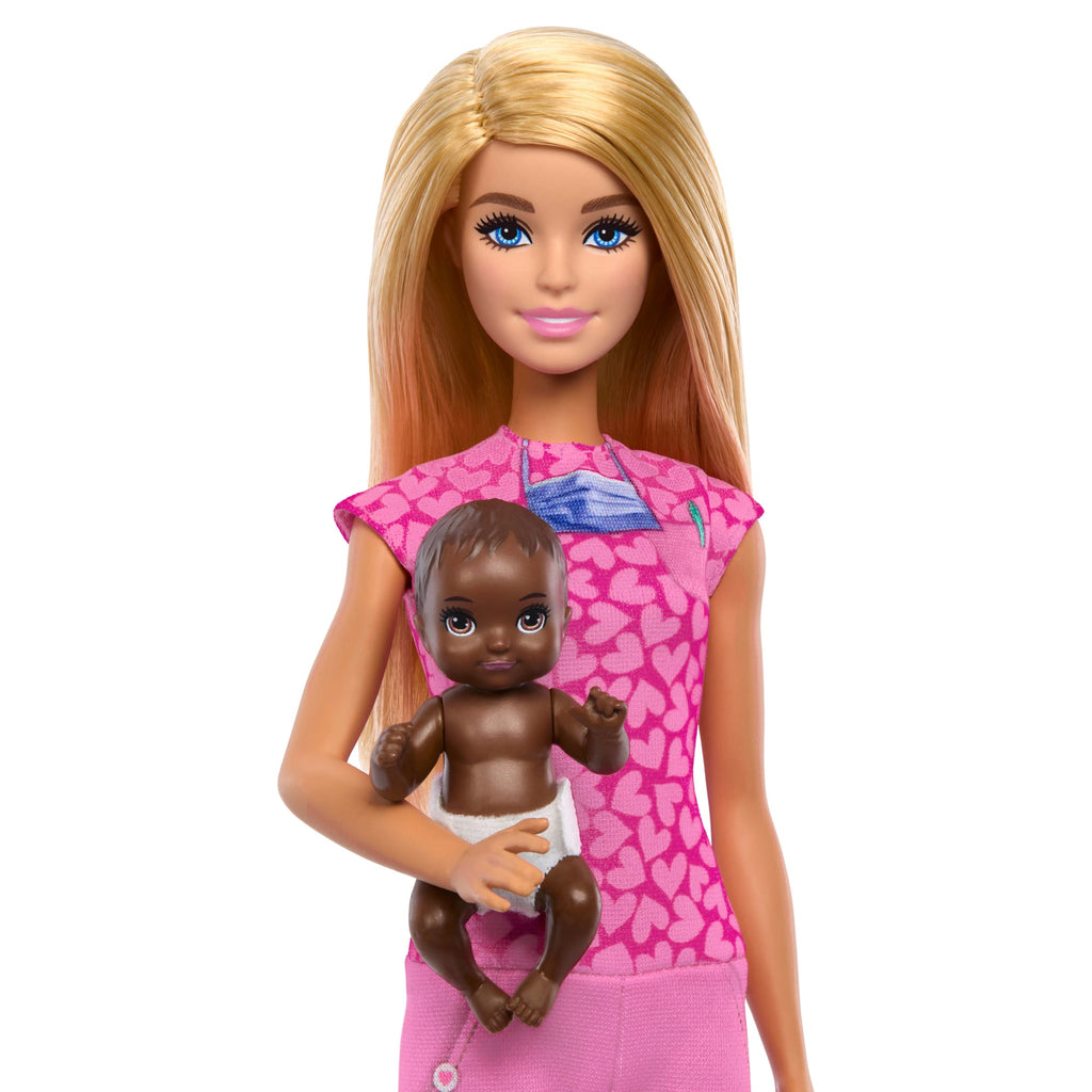 Barbie Baby Doctor Doll With Blonde Fashion Doll, 1 Baby Doll, Furniture & Accessories
